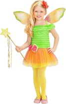 Widmann - Elfen Feeen & Fantasy Kostuum - Bloemenfee Keukenhof - Meisje - geel,groen,oranje - Maat 98 - Carnavalskleding - Verkleedkleding