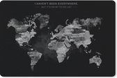 Bureau onderlegger - Muismat - Bureau mat - Schilderachtige wereldkaart met een tekst - zwart wit - 60x40 cm