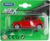 schaalmodel Mini Cooper 6,5 cm alu 1:60 rood