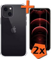 Hoesje Geschikt voor iPhone 13 Hoesje Shock Proof Cover Case Shockproof Met 2x Screenprotector - Hoes Geschikt voor iPhone 13 Hoes Siliconen Back Case - Transparant