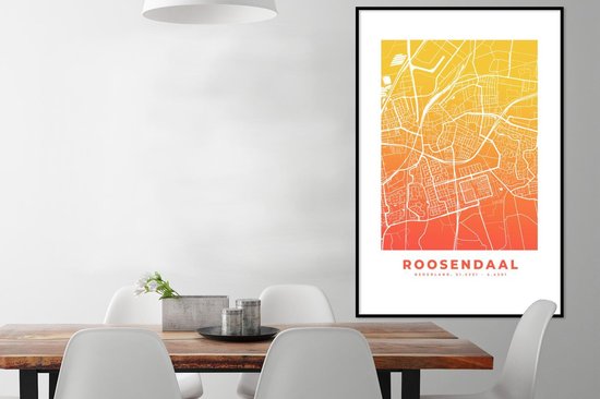 Cadre photo avec affiche - Plan de la ville - Roosendaal - Jaune - 80x120 cm - Cadre pour affiche