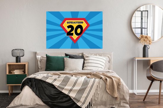 Affiche Cadeau d'anniversaire - 20 ans - Cape de super-héros - 120x80 cm