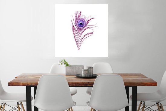 Poster Pauwenveren - Paars - Glitter - 75x75 cm