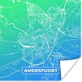 Poster Stadskaart - Amersfoort - Blauw - 50x50 cm - Plattegrond