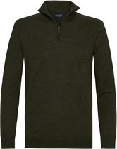 Profuomo Pullover Merino Half Zip Donkergroen - maat XL