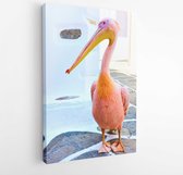 Canvas schilderij - One of pelicans Petros in the street in Mykonos town, Greece -  1089796241 - 50*40 Vertical