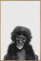 JUNIQE - Poster met kunststof lijst Bonobo Classic -13x18 /Wit & Zwart