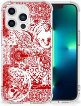 Telefoonhoesje Geschikt voor iPhone 13 Pro Hippe Hoesjes met transparante rand Angel Skull Red