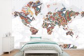 Behang - Fotobehang Wereldkaart - Versiering - Kleurrijk - Breedte 420 cm x hoogte 280 cm