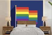 Behang - Fotobehang een vlag in de kleuren van de regenboog - Breedte 260 cm x hoogte 260 cm
