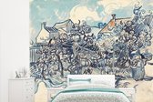 Behang - Fotobehang Oude wijngaard met boerin - Vincent van Gogh - Breedte 315 cm x hoogte 260 cm