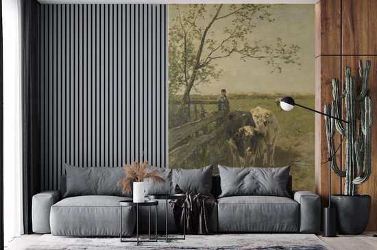 Papier peint - Papier peint photo murale - Le virage du lait - Peinture d'Anton Mauve - Largeur 180 cm x hauteur 280 cm