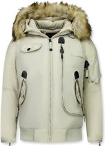 Just Key Winterjassen - Heren Winterjas Kort - Kunstkraag - Pilot Jack Gobi Eco - Beige - S