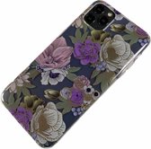 Apple iPhone 11 Pro Max - Silicone kleurrijke bloemen zacht hoesje Amy transparant brons - Geschikt voor