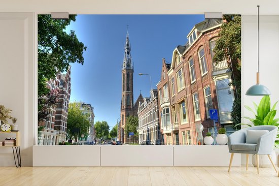 Papier peint photo en vinyle - Cathédrale au centre de Groningen largeur 405 cm x hauteur 260 cm - Tirage photo sur papier peint (disponible en 7 tailles)