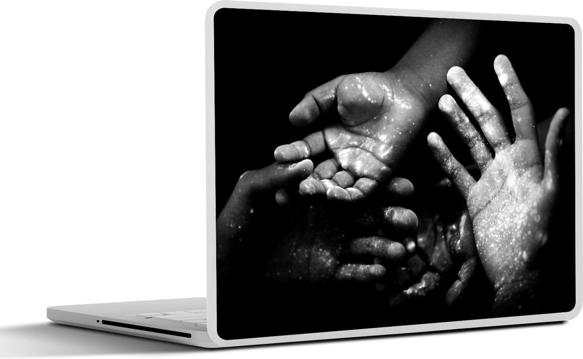 Afbeelding van product SleevesAndCases  Laptop sticker - 14 inch - Gloeiende handen - zwart wit