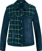 SAMOON Dames Denim jack met ruiten Raw Blue Denim-56