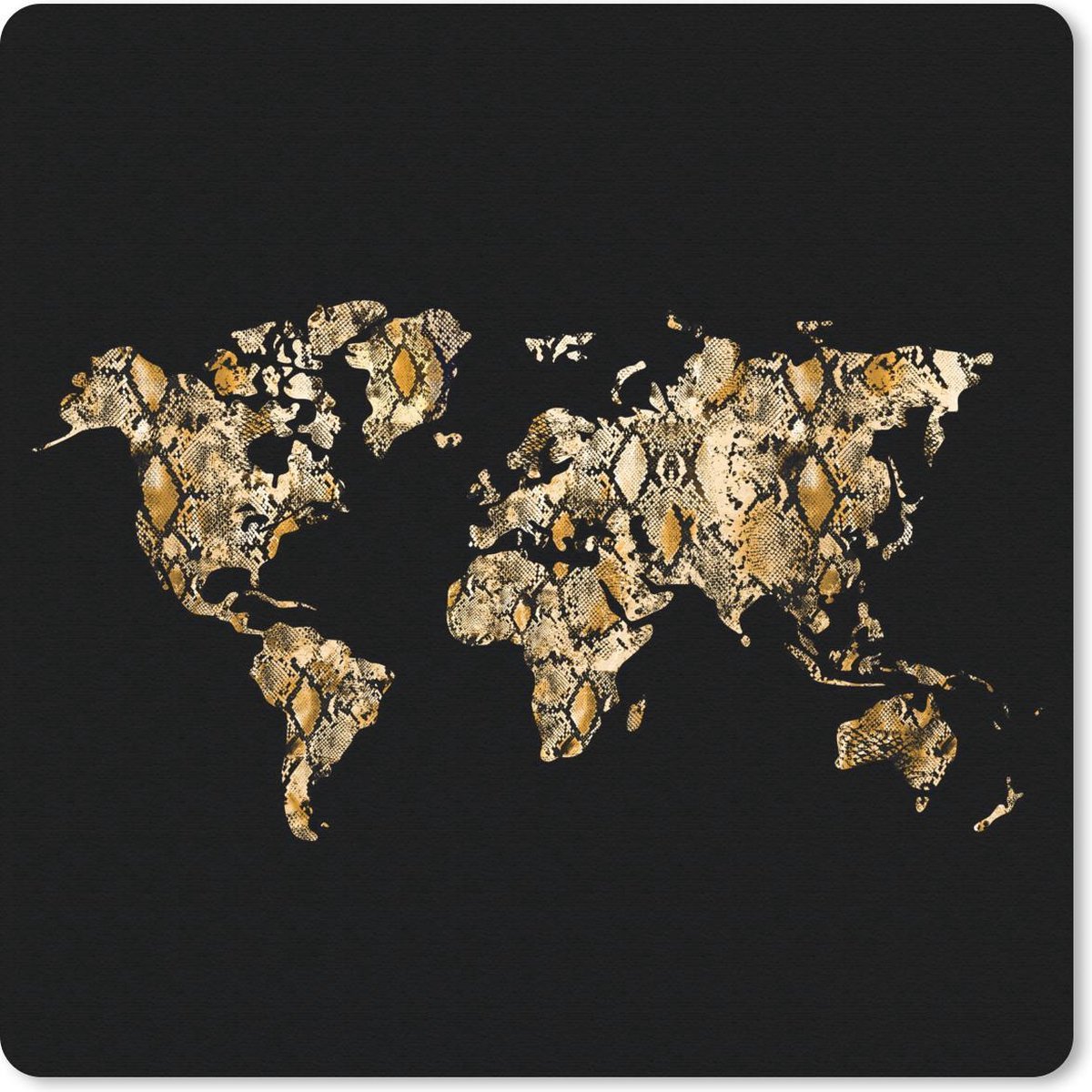 Muismat 20x20 cm - Mousepad Kaart - Wereld - Slang - Design - Muismatten