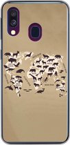 Coque Samsung Galaxy A40 - Wereldkaart - Animaux - Marron - Coque de téléphone en Siliconen