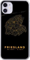 Geschikt voor iPhone 11 hoesje - Friesland - Kaart - Goud - Zwart - Siliconen Telefoonhoesje