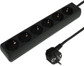 VB Extend Zwarte stekkerdoos - 6-voudig - 5 meter snoer - kinderveilig - 2500W max. belasting