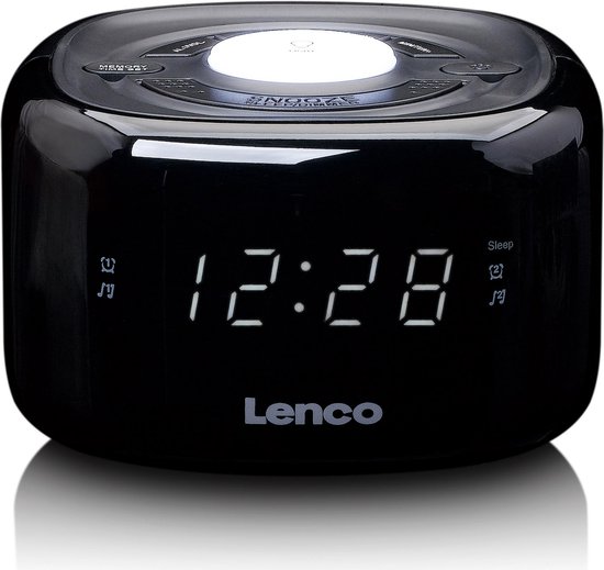 Lenco CR-12 - Radio-réveil avec fonction variateur et veilleuse - Noir