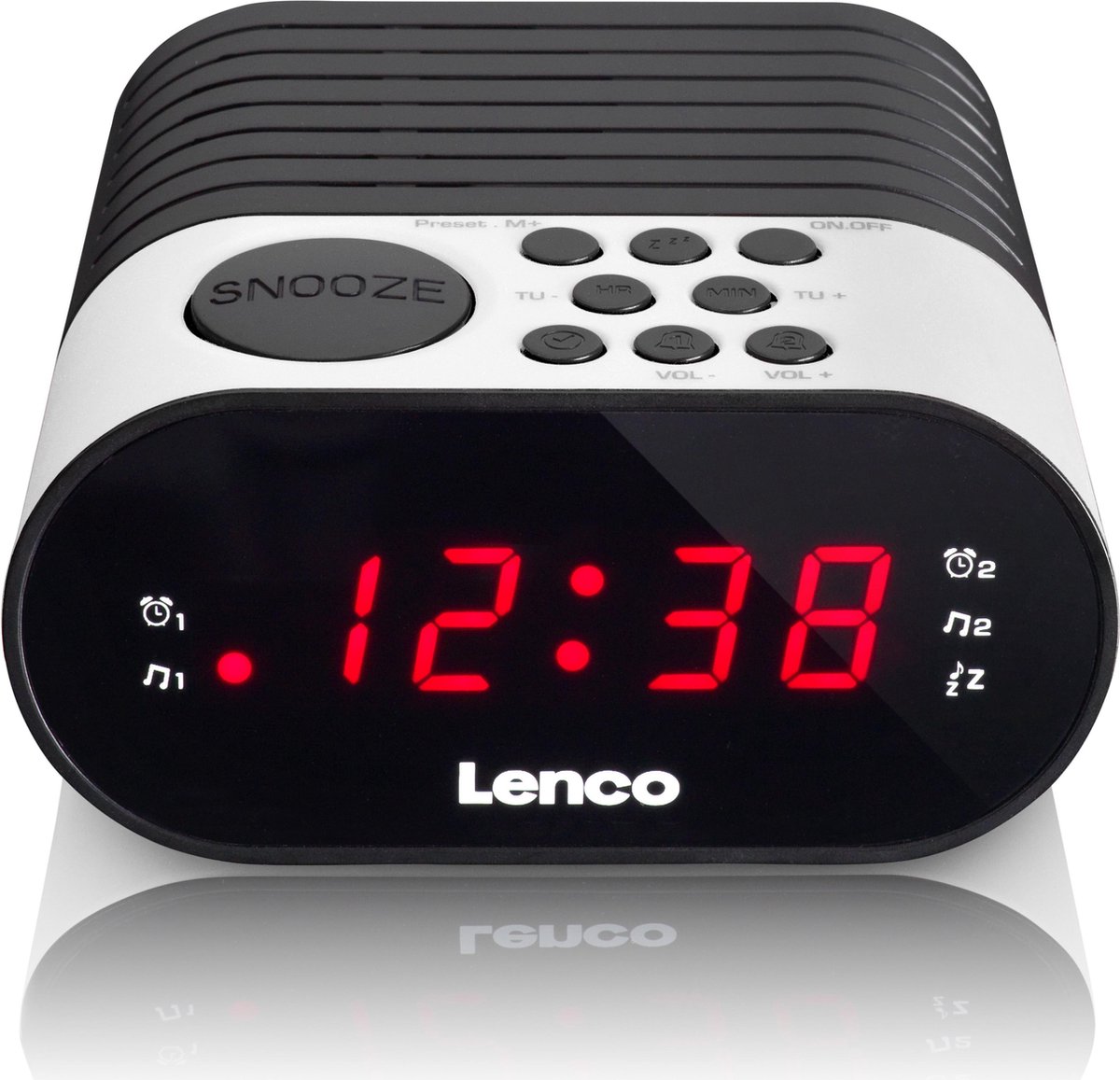 Lenco CR-07 - Wekkerradio met slaaptimer en dubbel alarm - Wit