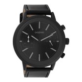 OOZOO Timepieces - Zwarte horloge met zwarte leren band - C10809 - Ø50