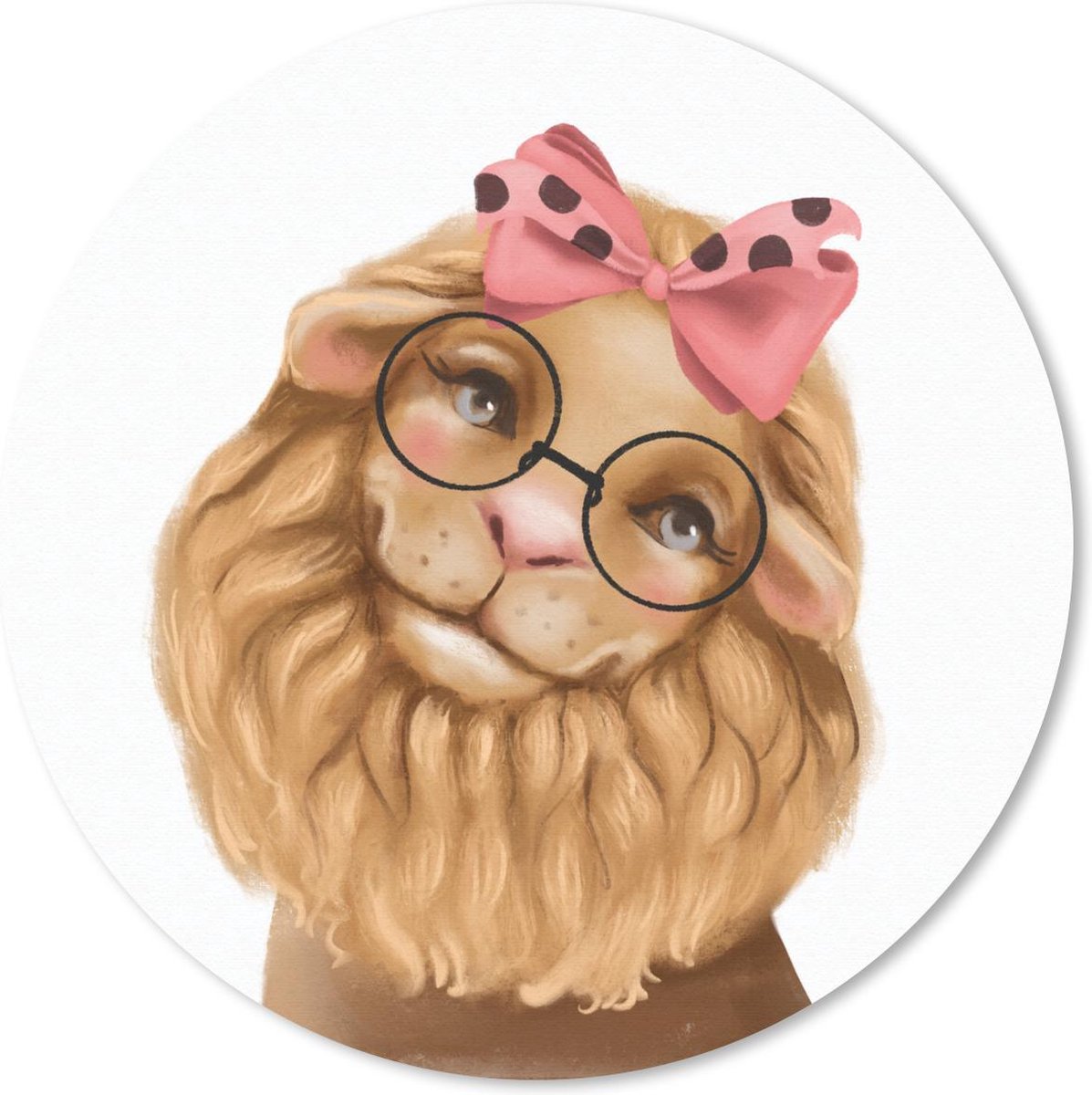 Muismat rond 30x30 cm - Mousepad Leeuw - Strik - Kinderen - Ronde muismatten