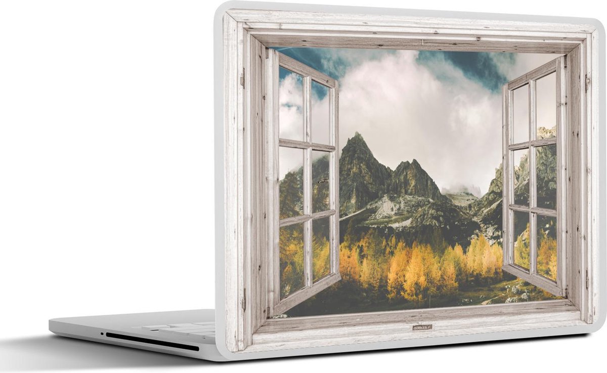 Laptop sticker - 17.3 inch - Doorkijk - Berg - Herfst - 40x30cm - Laptopstickers - Laptop skin - Cover