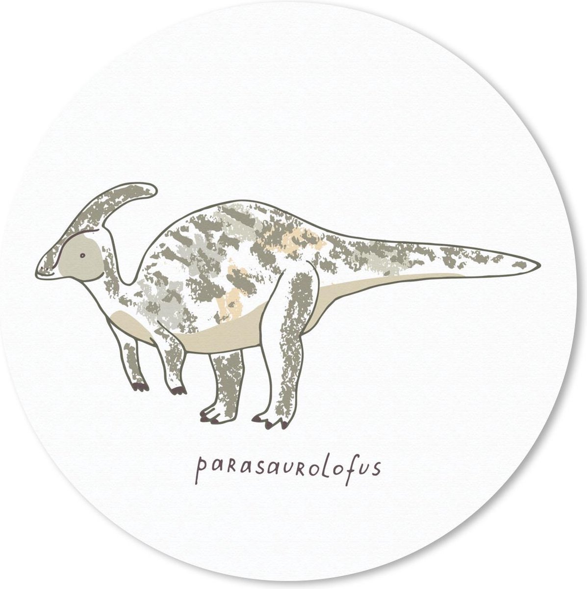 Muismat rond 50x50 cm - Mousepad Kinderkamer- Parasausolophus - Dinosaurus - Jongen - Meisjes - Kindje - Ronde muismatten