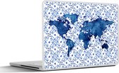 Laptop sticker - 13.3 inch - Kaart - Delfts blauw - Tegeltje - 31x22,5cm - Laptopstickers - Laptop skin - Cover