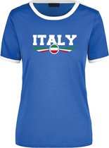 Italy blauw/wit ringer landen t-shirt logo met vlag Italie - dames - landen shirt - supporter kleding / EK/WK XL