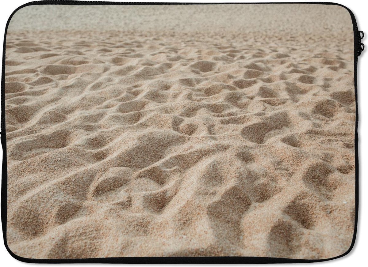 Laptophoes 14 inch - Zomer - Zand - Strand - Laptop sleeve - Binnenmaat 33x23 cm - Zwarte achterkant