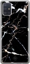 Samsung A51 hoesje siliconen - Marmer zwart | Samsung Galaxy A51 case | zwart | TPU backcover transparant