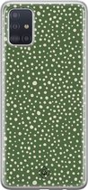 Samsung A71 hoesje siliconen - Green dots | Samsung Galaxy A71 case | groen | TPU backcover transparant