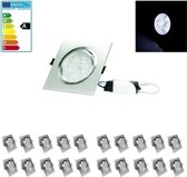 ECD Germany 20er Pack LED Inbouwspots 5W 230V 358 Lumen Koud Wit 6000K - Hoekig - Dimbaar - Draaibaar 30° - IP44 - Inbouwarmatuur Plafondlamp Plafondlamp Spot Inbouwspots