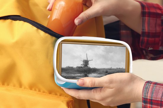 Lunch box Blauw - Lunch box - Boîte à pain - Peintre - Art - Or - Cadres - 18x12x6 cm - Enfants - Garçon