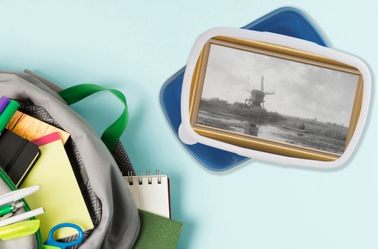 Lunch box Blauw - Lunch box - Boîte à pain - Peintre - Art - Or - Cadres - 18x12x6 cm - Enfants - Garçon