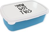 Broodtrommel Blauw - Lunchbox - Brooddoos - Spreuken - You got this - Quotes - 18x12x6 cm - Kinderen - Jongen