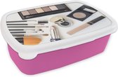 Broodtrommel Roze - Lunchbox - Brooddoos - Make-up doos - 18x12x6 cm - Kinderen - Meisje