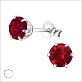 Aramat jewels ® - Oorstekers sterling zilver 6mm swarovski elements kristal rood