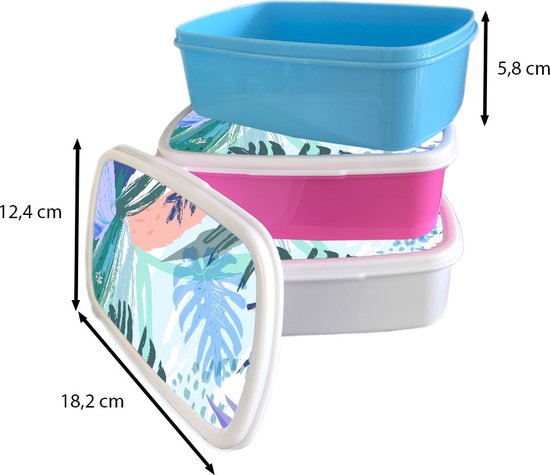 Lunch box Blauw - Lunch box - Boîte à pain - Été - Plante - Tropical - 18x12x6 cm - Enfants - Garçon