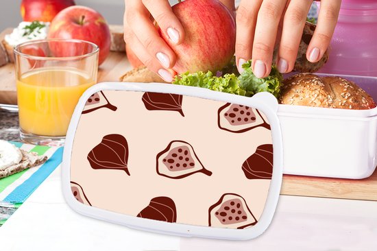 Lunch box Blanc - Lunch box - Boîte à pain - Summer - Figues - Wit - 18x12x6 cm - Adultes