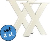 Stalen onderstel X poot salontafel 6x6cm koker - wit gepoedercoat