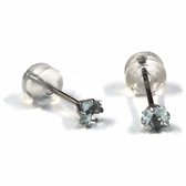 Aramat jewels ® - Zirkonia zweerknopjes vierkant 3mm oorbellen licht blauw chirurgisch staal