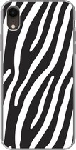 Geschikt voor iPhone XR hoesje - Dieren - Zebraprint - Zwart - Siliconen Telefoonhoesje