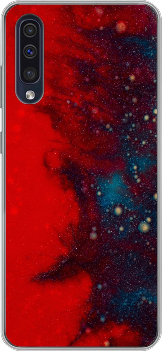 Telefoonhoesje Geschikt voor Samsung Galaxy A30s hoesje - Inkt - abstract - Rood - Blauw - Siliconen Telefoonhoesje Telefoonhoesje