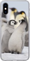 Geschikt voor iPhone X hoesje - Pinguïns - Sneeuw - Dieren - Siliconen Telefoonhoesje