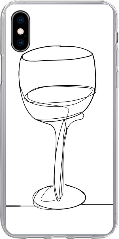 kiezen Vergoeding toevoegen aan iPhone Xs hoesje - One line tekening van wijnglas - Siliconen Telefoonhoesje  | bol.com